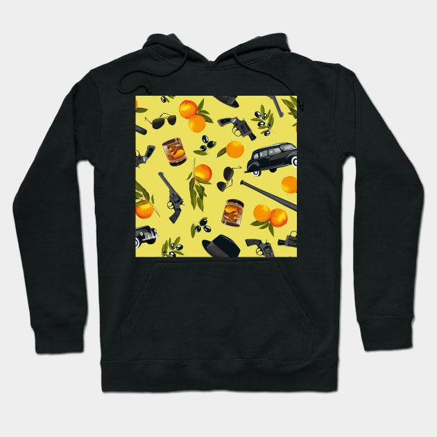 oranges, olives and a hint of vintage crime - yellow-green Hoodie by kobyakov